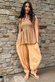 Sundaze Cheesecloth Chalk Stripe Tie Shoulder Top Tuscan Sun